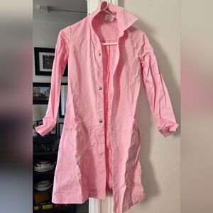 VINTAGE pink button up - dress/coat